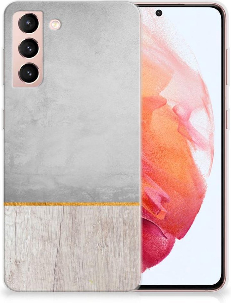 Samsung Galaxy S21 Bumper Hoesje Wood Concrete