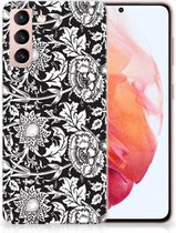 Telefoon Hoesje Samsung Galaxy S21 Mobiel Case Zwart Bloemen