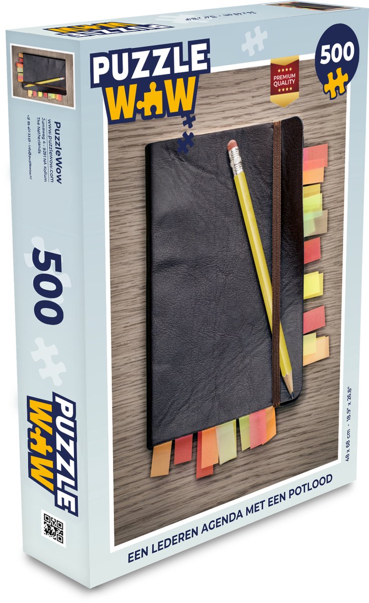 Afbeelding van product Puzzel 500 stukjes Agenda - Een lederen agenda met een potlood - PuzzleWow heeft +100000 puzzels