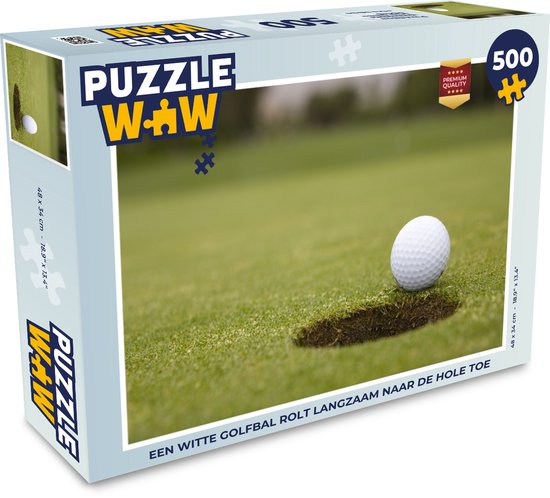Puzzel 500 stukjes Golfen - Een witte golfbal rolt langzaam naar de hole  toe -... | bol.com