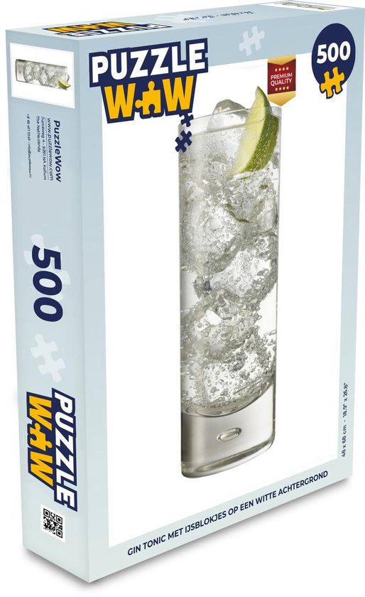 Puzzel 500 stukjes tonic - Gin tonic met ijsblokjes een achtergrond -... | bol.com