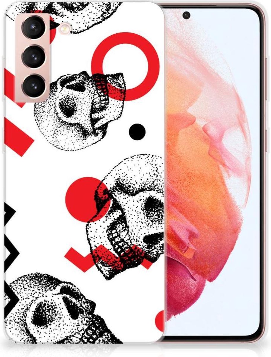 Silicone Back Case Samsung Galaxy S21 Skull Red