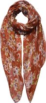 Melady Sjaal Dames Print MLSC0448CH 80*180 cm - Bruin Synthetisch Shawl DamesSjaal