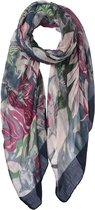 Juleeze Sjaal Dames Print JZSC0502BL 80*180 cm - Blauw Polyester Shawl DamesSjaal