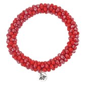 Melady Kralen Armband Ø6-7cm (2mm) Rood Glas Rond Kralen Armband Dames Armbandjes Sieraden Dames