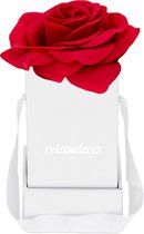 Relaxdays flowerbox 1 roos - rozenbox wit - giftbox - Valentijn - cadeaubox - kunstbloem - rood