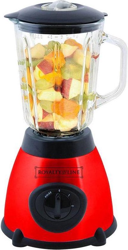 Royalty Line Glazen Blender - 5 Liter - Roestvrijstalen Messen - 2 Snelheden - Rood