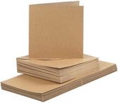 Kaarten en enveloppen, afmeting kaart 15x15 cm, afmeting envelop 16x16 cm, naturel, 50sets