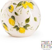 Design vaas Bolvase - Fidrio HAND PAINTED LEMON - glas, mondgeblazen bloemenvaas - diameter 25 cm hoogte 0 cm