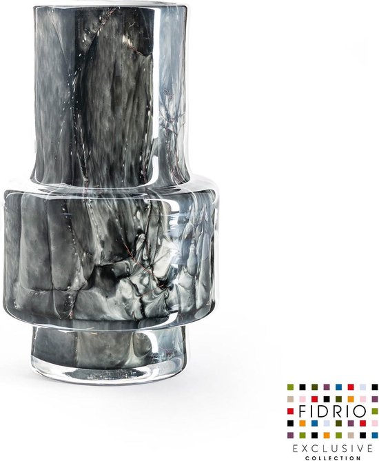 Design vaas Nuovo - Fidrio NERO - glas, mondgeblazen bloemenvaas - diameter 7,5 cm hoogte 18 cm