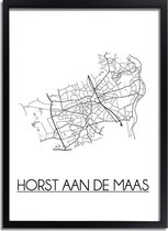 Horst aan de Maas Plattegrond poster A2 + Fotolijst Zwart (42x59,4cm) - DesignClaud