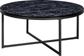 salontafel 80x36x80 cm met zwart marmerlook | Salontafel met metalen frame | Salontafel ronde tafel woonkamer | Zijtafel