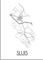 Sluis Plattegrond poster B2 poster (50x70cm) - DesignClaud