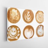 Onlinecanvas - Schilderij - Coffee Latte Art Cappuccino Foam Isolated On Background Art Horizontal Horizontal - Multicolor - 60 X 80 Cm