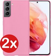 Samsung Galaxy S21 Plus Hoesje Siliconen Case Cover - Samsung S21 Plus Hoesje Cover Hoes Siliconen - Roze - 2 PACK