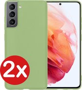 Samsung Galaxy S21 Hoesje Siliconen Case Cover - Samsung S21 Hoesje Cover Hoes Siliconen - Groen - 2 PACK