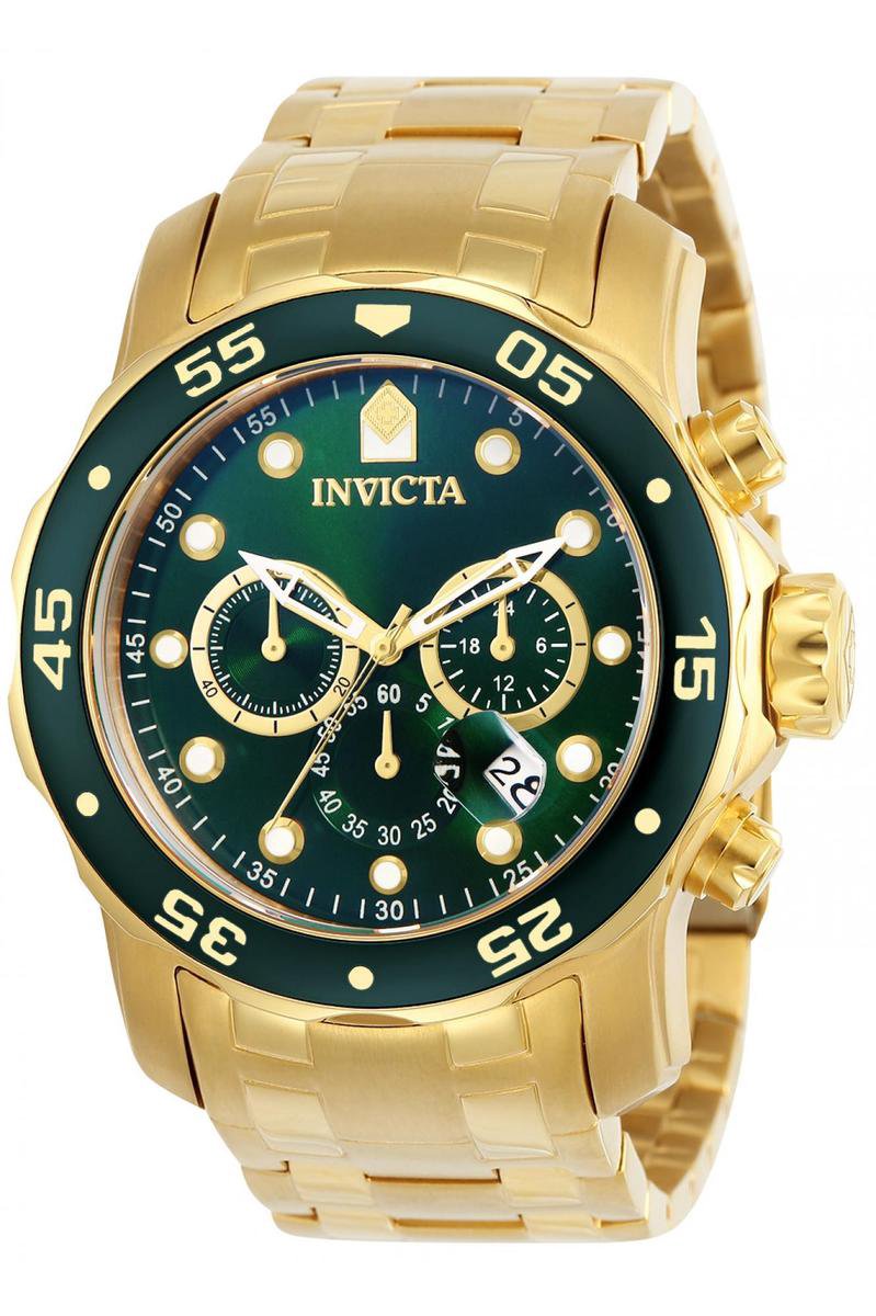 Invicta Pro Diver - SCUBA 0075 Heren Horloge - Waterdicht - Analoog - Quartz Uurwerk - Roestvrij Staal met groene Wijzerplaat - 48mm
