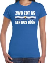 Zwo zot as een bos juun met vlag Zeeland t-shirt blauw dames - Zeeuws dialect cadeau shirt 2XL