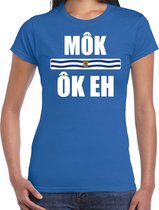 Mok ok eh met vlag Zeeland t-shirt blauw dames - Zeeuws dialect cadeau shirt XS