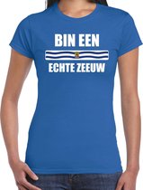 Bin een echte Zeeuw met vlag Zeeland t-shirt blauw dames - Zeeuws dialect cadeau shirt XS