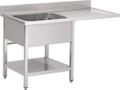 GastroRVS spoeltafel met ruimte voor vaatwasmachine 120x70cm