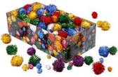 Pom-poms, d: 15-40 mm, circa 400 stuk, glitterkleuren, glitter, 400gr