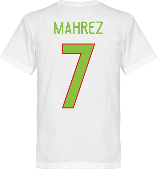 Algerije Afrika Cup 2019 Winners Mahrez Map T-Shirt - Wit/ Lichtgroen - 5XL
