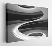 Spiral staircase in a white glossy black walls  - Modern Art Canvas - Horizontal - 90308179 - 115*75 Horizontal