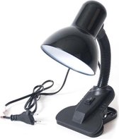 Zwarte leeslamp/bureaulamp met klem 12 x 11,5 x 30 cm - Buigbare klemlampen