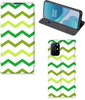 Leuk Telefoonhoesje OnePlus 8T Bookcase Zigzag Groen