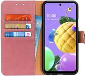 LG K52 Hoesje Retro Wallet Book Case Roze