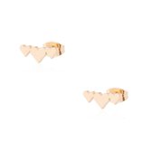 Aramat jewels ® - Aramat jewels-zweerknopjes-oorbellen 3 hartjes zweerknopjes goudkleurig chirurgisch staal 11mm