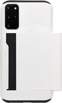 ADEL Kunststof Back Cover Hardcase Hoesje Geschikt voor Samsung Galaxy S20 Plus - Pasjeshouder Wit
