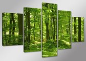 Peinture - Forêt, vert, 100x50 cm. 5 trappes, décoration murale