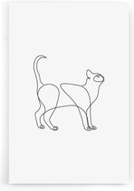 Walljar - Cat Line Art - Dieren poster