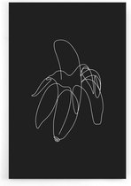 Walljar - Banana Line Art - Muurdecoratie - Poster met lijst