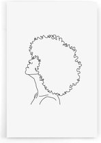 Walljar - Afro Woman Line Art - Muurdecoratie - Poster