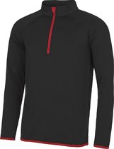 Awdis Gewoon Cool Mens Half Zip Sweatshirt (Jet Zwart / Vuurrood)