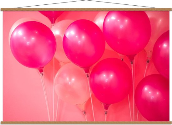 Schoolplaat – Roze Ballonnen - 150x100cm Foto op Textielposter (Wanddecoratie op Schoolplaat)