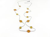 Zilveren halssnoer halsketting collier Model Pret a Porter gezet met gele stenen