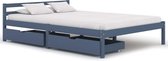 vidaXL Bedframe met 2 lades massief grenenhout grijs 120x200 cm