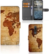Telefoonhoesje Nokia 2.4 Wallet Bookcase Wereldkaart
