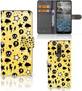 Wallet Book Case met Pasjeshouder Nokia 2.4 Hoesje Punk Yellow