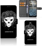 Bookstyle Case Nokia 2.4 Telefoonhoesje met Tekst Skull Hair