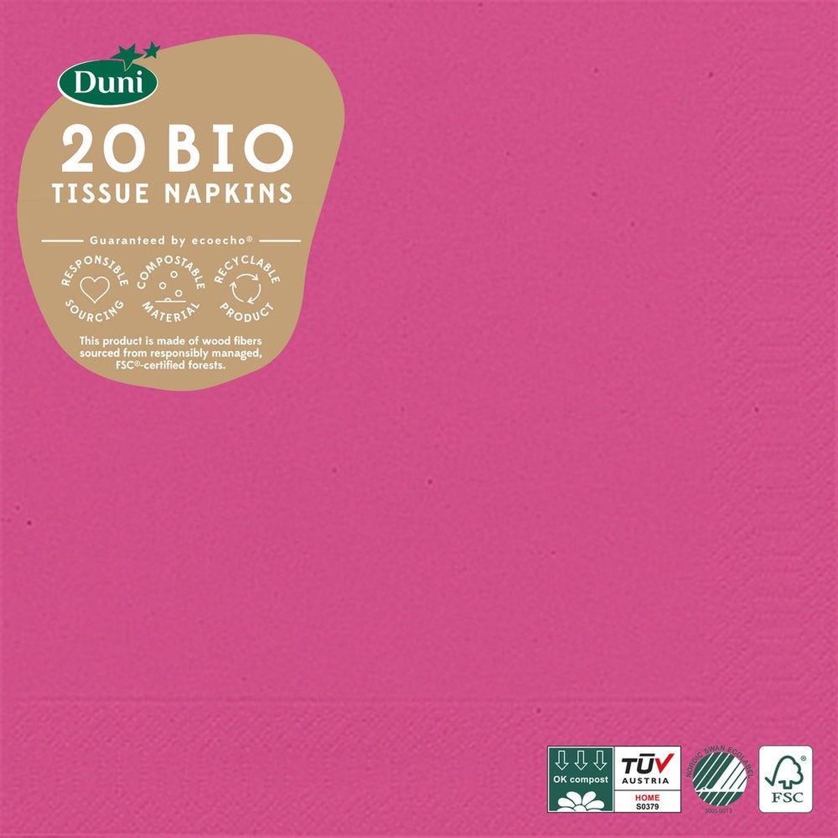 Duni servetten Fuchsia 3-laags 33x33