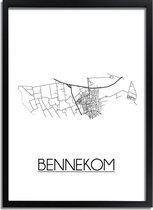 Bennekom Plattegrond poster A4 + fotolijst zwart (21x29,7cm) - DesignClaud