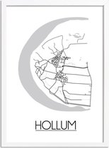 Hollum Plattegrond poster A2 + fotolijst wit (42x59,4cm) - DesignClaud