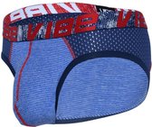 Andrew Christian Vibe Stripe Sports Mesh Brief Blauw - MAAT XL - Heren Ondergoed - Slip voor Man - Mannen Slip