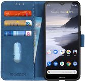 KHAZNEH Nokia 2.4 Hoesje Retro Wallet Book Case Blauw