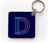 Sleutelhanger - Uitdeelcadeautjes - Een illustratie van de letter D in twee kleuren - Plastic